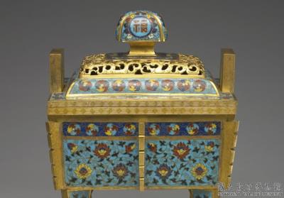 图片[3]-Copper four-legged ding-shaped incense burner in cloisonne enamels, Qing dynasty (1644-1911)-China Archive